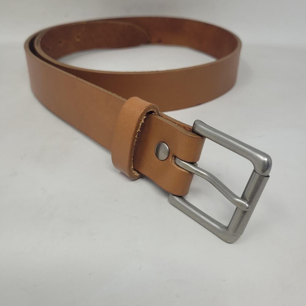 Line Of Trade Belt Mens 32 Brown Leather Solid Brass Buckle Dress Classic Casual